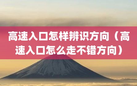 高速入口怎样辨识方向（高速入口怎么走不错方向）