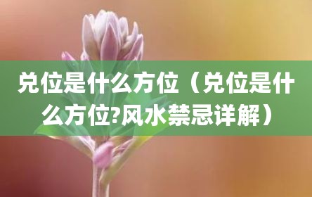 兑位是什么方位（兑位是什么方位?风水禁忌详解）
