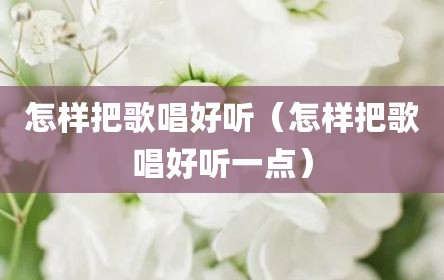 怎样把歌唱好听（怎样把歌唱好听一点）