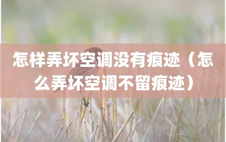 怎样弄坏空调没有痕迹（怎么弄坏空调不留痕迹）