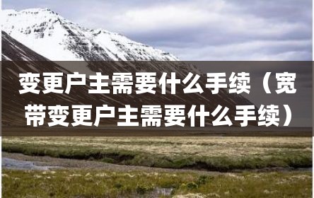 变更户主需要什么手续（宽带变更户主需要什么手续）