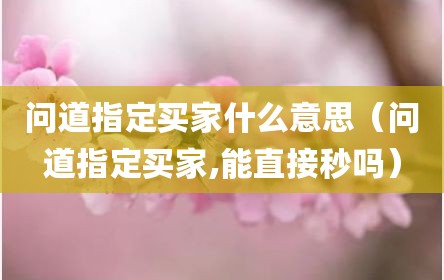 问道指定买家什么意思（问道指定买家,能直接秒吗）