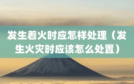 发生着火时应怎样处理（发生火灾时应该怎么处置）
