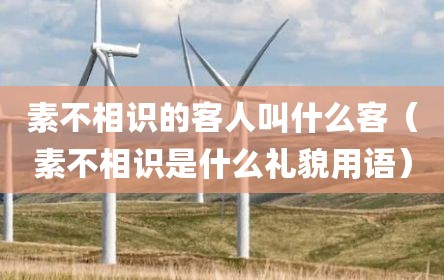 素不相识的客人叫什么客（素不相识是什么礼貌用语）