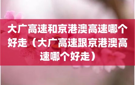 大广高速和京港澳高速哪个好走（大广高速跟京港澳高速哪个好走）