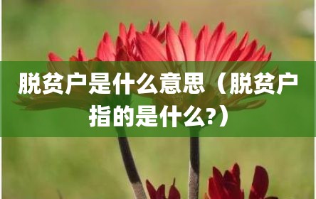 脱贫户是什么意思（脱贫户指的是什么?）
