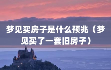 梦见买房子是什么预兆（梦见买了一套旧房子）