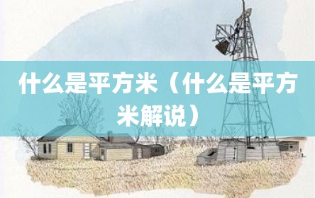 什么是平方米（什么是平方米解说）