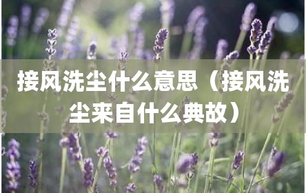 接风洗尘什么意思（接风洗尘来自什么典故）