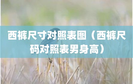 西裤尺寸对照表图（西裤尺码对照表男身高）