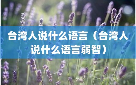 台湾人说什么语言（台湾人说什么语言弱智）