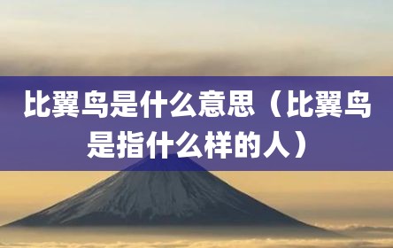 比翼鸟是什么意思（比翼鸟是指什么样的人）