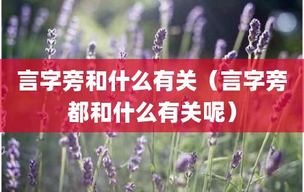 言字旁和什么有关（言字旁都和什么有关呢）