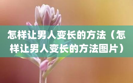 怎样让男人变长的方法（怎样让男人变长的方法图片）