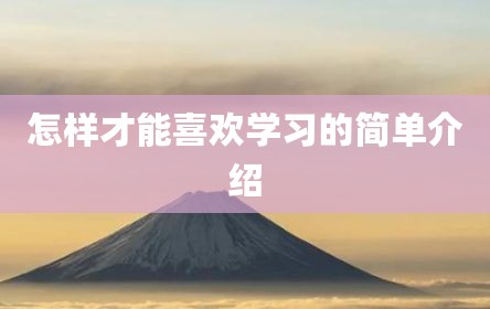 怎样才能喜欢学习的简单介绍
