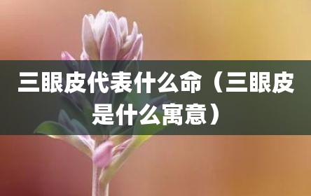 三眼皮代表什么命（三眼皮是什么寓意）