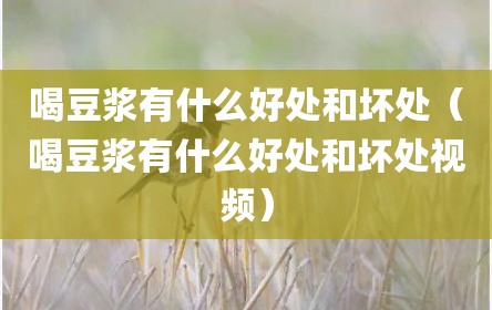 喝豆浆有什么好处和坏处（喝豆浆有什么好处和坏处视频）