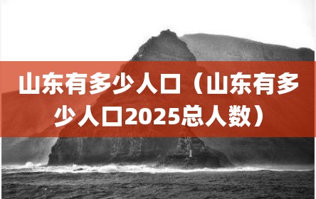 山东有多少人口（山东有多少人口2025总人数）