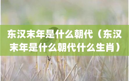 东汉末年是什么朝代（东汉末年是什么朝代什么生肖）