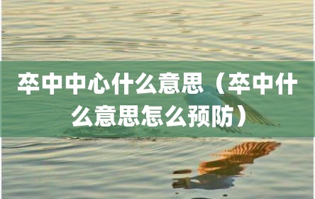 卒中中心什么意思（卒中什么意思怎么预防）
