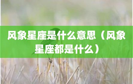 风象星座是什么意思（风象星座都是什么）