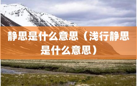 静思是什么意思（浅行静思是什么意思）