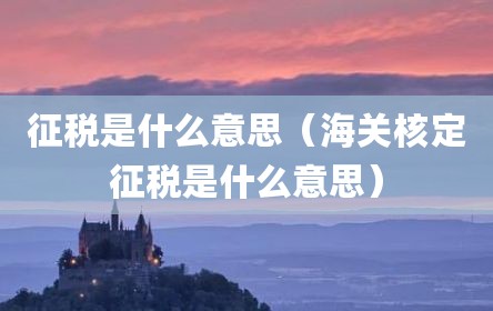 征税是什么意思（海关核定征税是什么意思）