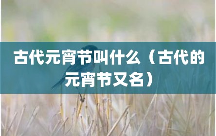 古代元宵节叫什么（古代的元宵节又名）