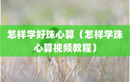 怎样学好珠心算（怎样学珠心算视频教程）