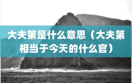 大夫第是什么意思（大夫第相当于今天的什么官）