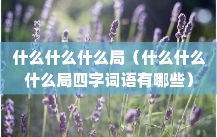 什么什么什么局（什么什么什么局四字词语有哪些）