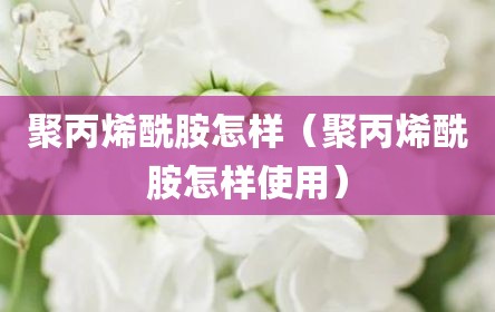 聚丙烯酰胺怎样（聚丙烯酰胺怎样使用）