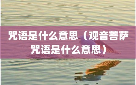 咒语是什么意思（观音菩萨咒语是什么意思）