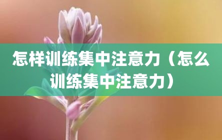怎样训练集中注意力（怎么训练集中注意力）