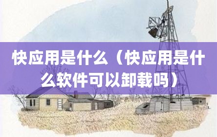 快应用是什么（快应用是什么软件可以卸载吗）