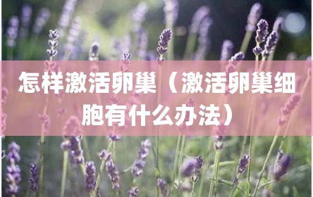 怎样激活卵巢（激活卵巢细胞有什么办法）
