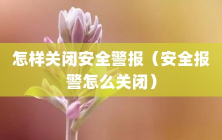 怎样关闭安全警报（安全报警怎么关闭）