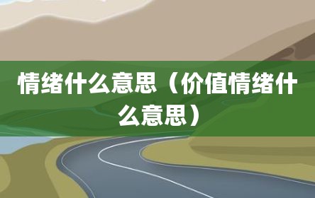 情绪什么意思（价值情绪什么意思）