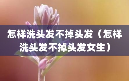 怎样洗头发不掉头发（怎样洗头发不掉头发女生）