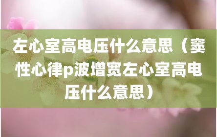 左心室高电压什么意思（窦性心律p波增宽左心室高电压什么意思）