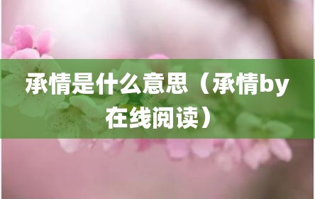承情是什么意思（承情by在线阅读）