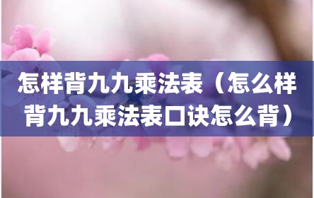 怎样背九九乘法表（怎么样背九九乘法表口诀怎么背）