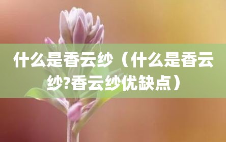什么是香云纱（什么是香云纱?香云纱优缺点）
