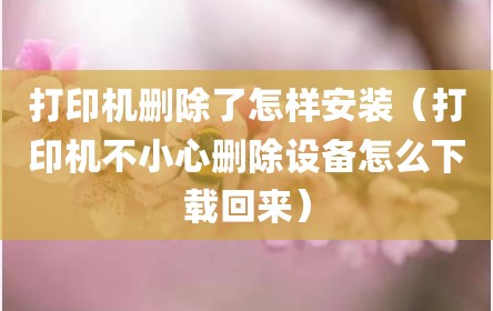 打印机删除了怎样安装（打印机不小心删除设备怎么下载回来）