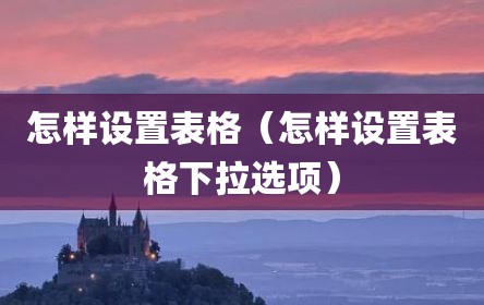 怎样设置表格（怎样设置表格下拉选项）