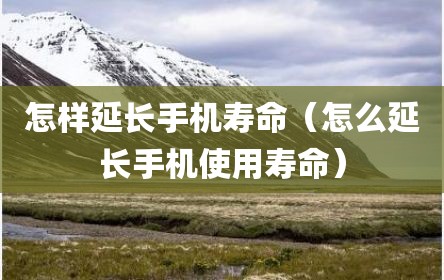 怎样延长手机寿命（怎么延长手机使用寿命）