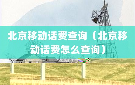 北京移动话费查询（北京移动话费怎么查询）