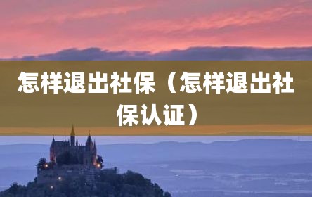 怎样退出社保（怎样退出社保认证）