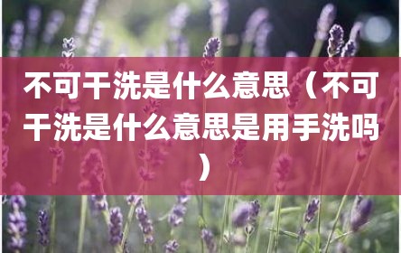 不可干洗是什么意思（不可干洗是什么意思是用手洗吗）