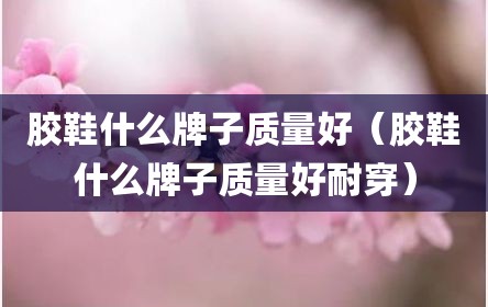 胶鞋什么牌子质量好（胶鞋什么牌子质量好耐穿）